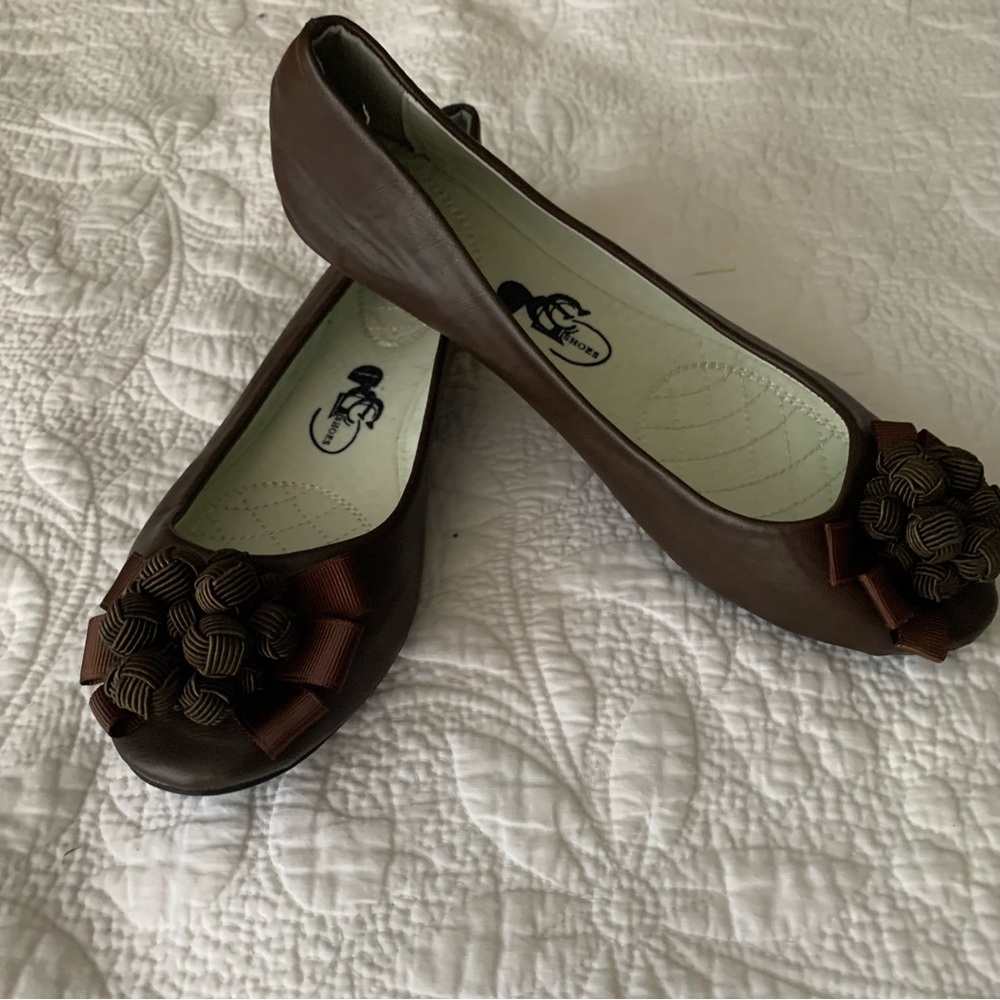 NWOT Brown, leather, ballet slipper. Size 37 or US 6.5.